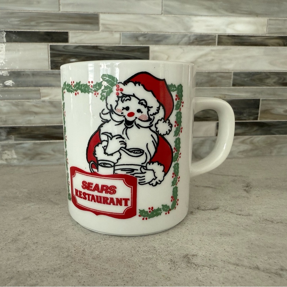 Vintage 1990s Sears Restaurant Santa Christmas Mug